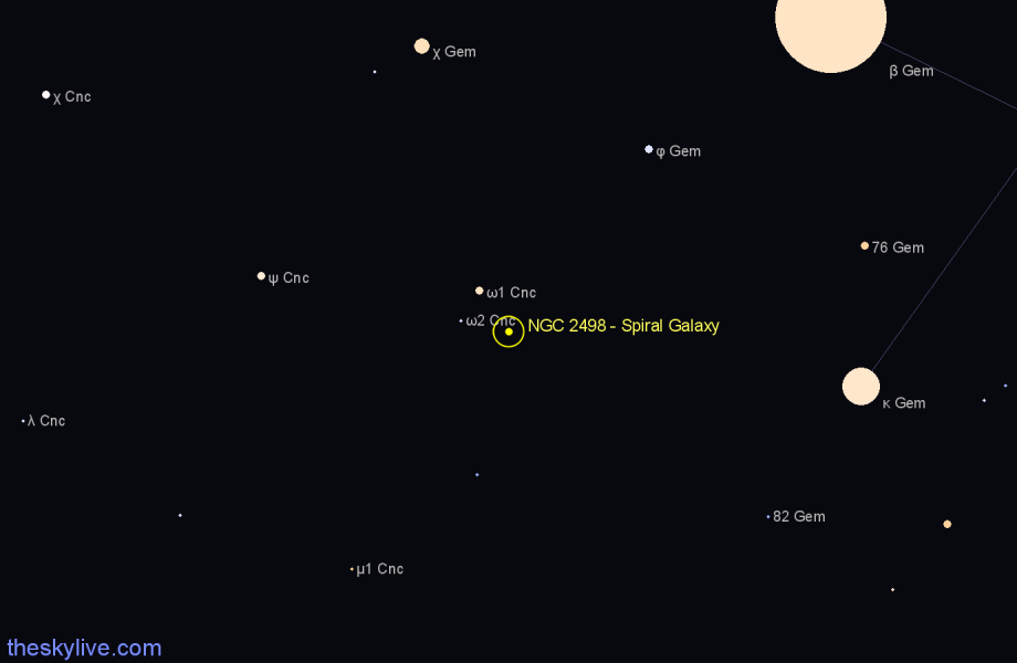 Finder chart NGC 2498 - Spiral Galaxy in Cancer star