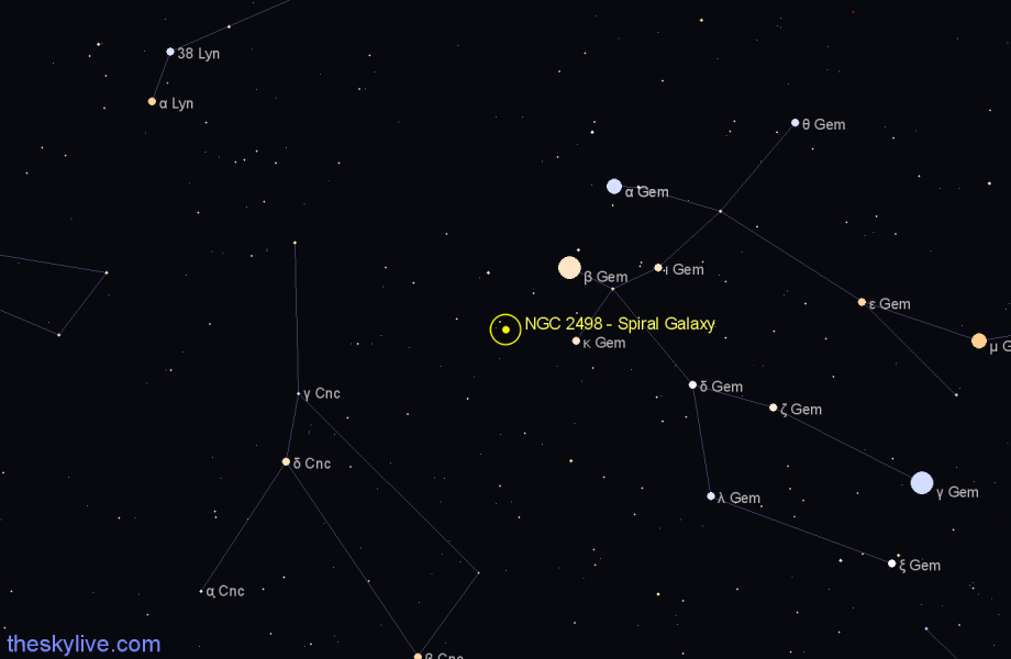 Finder chart NGC 2498 - Spiral Galaxy in Cancer star