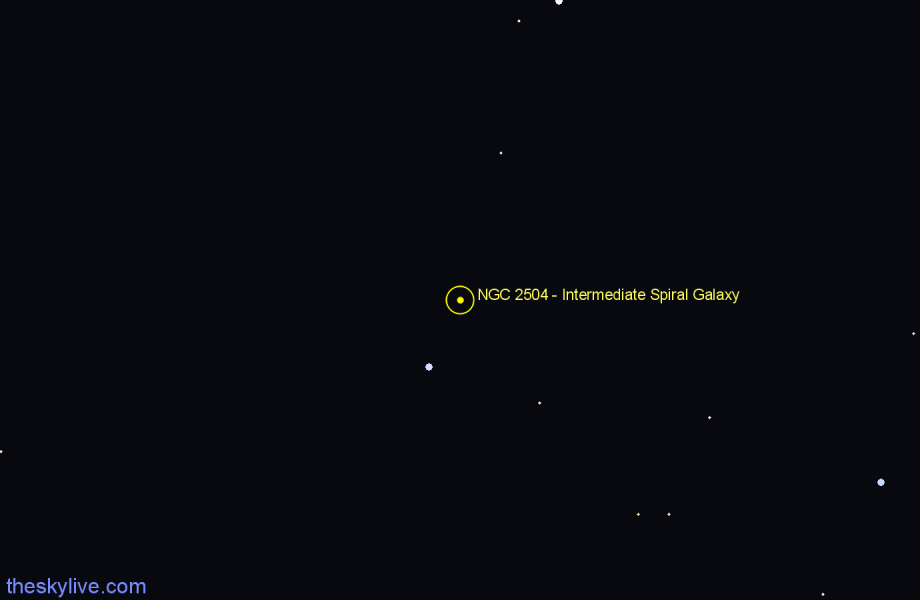 Finder chart NGC 2504 - Intermediate Spiral Galaxy in Canis Minor star