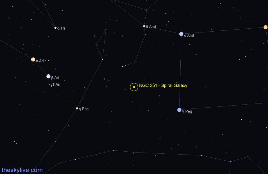 Finder chart NGC 251 - Spiral Galaxy in Pisces star