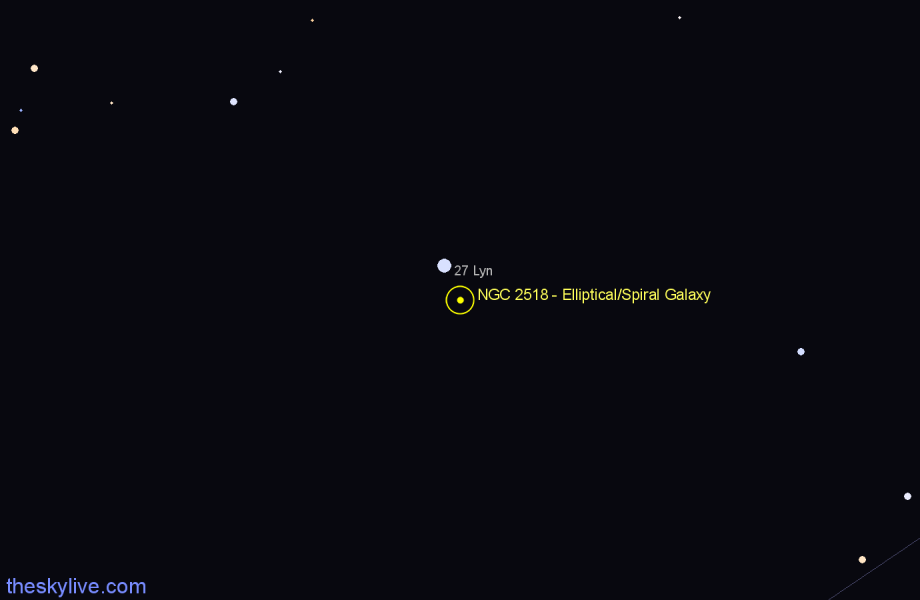 Finder chart NGC 2518 - Elliptical/Spiral Galaxy in Lynx star