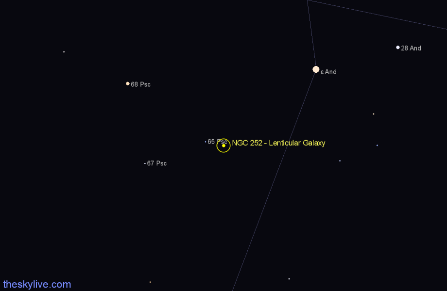 Finder chart NGC 252 - Lenticular Galaxy in Andromeda star