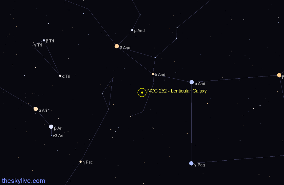 Finder chart NGC 252 - Lenticular Galaxy in Andromeda star