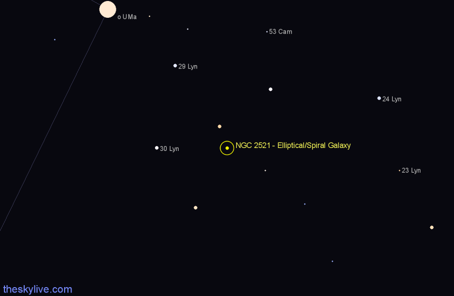 Finder chart NGC 2521 - Elliptical/Spiral Galaxy in Lynx star