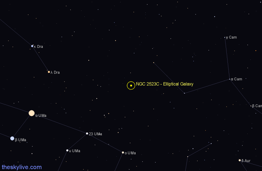 Finder chart NGC 2523C - Elliptical Galaxy in Camelopardalis star