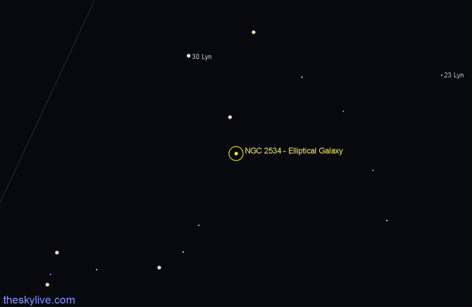 Finder chart NGC 2534 - Elliptical Galaxy in Lynx star