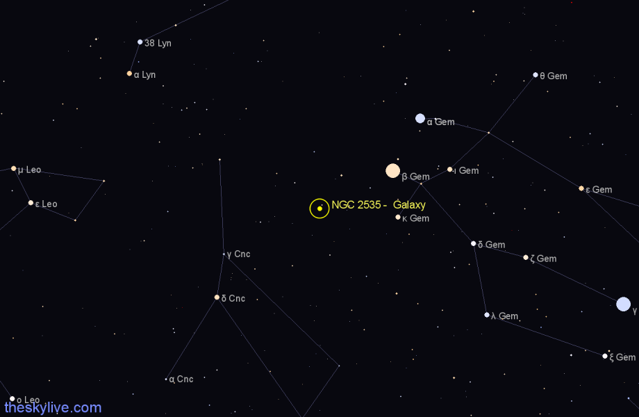 Finder chart NGC 2535 - Galaxy in Cancer star