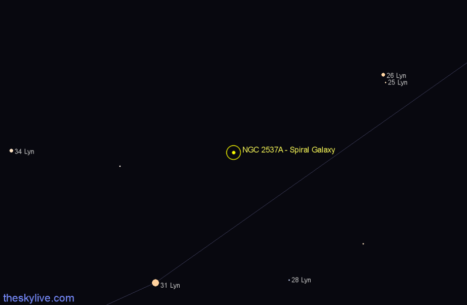 Finder chart NGC 2537A - Spiral Galaxy in Lynx star