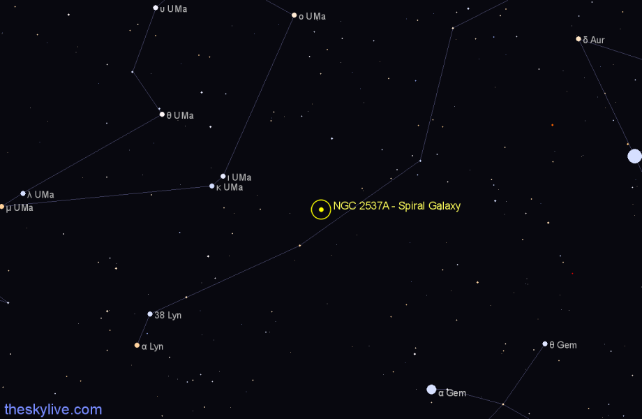 Finder chart NGC 2537A - Spiral Galaxy in Lynx star