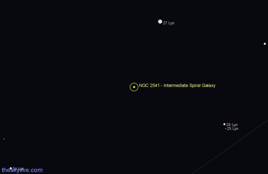 Finder chart NGC 2541 - Intermediate Spiral Galaxy in Lynx star