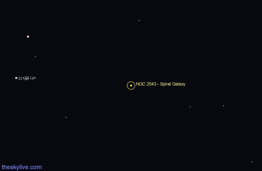 Finder chart NGC 2543 - Spiral Galaxy in Lynx star