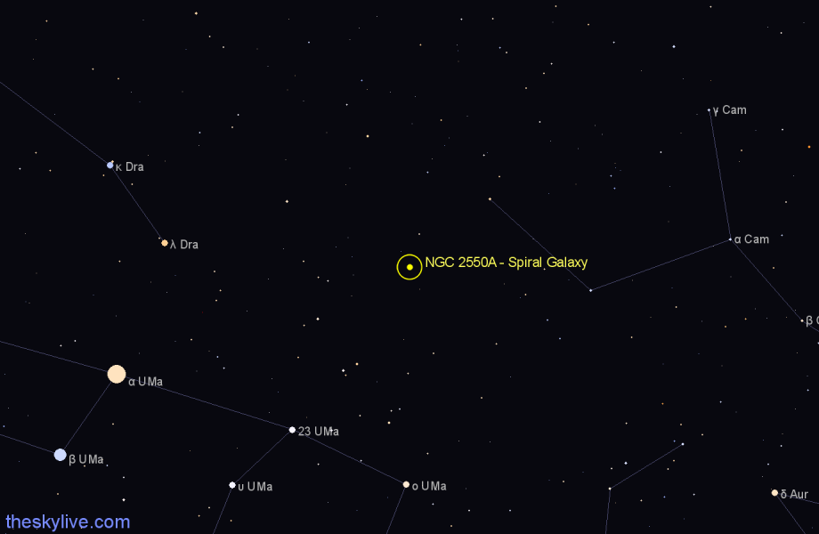 Finder chart NGC 2550A - Spiral Galaxy in Camelopardalis star