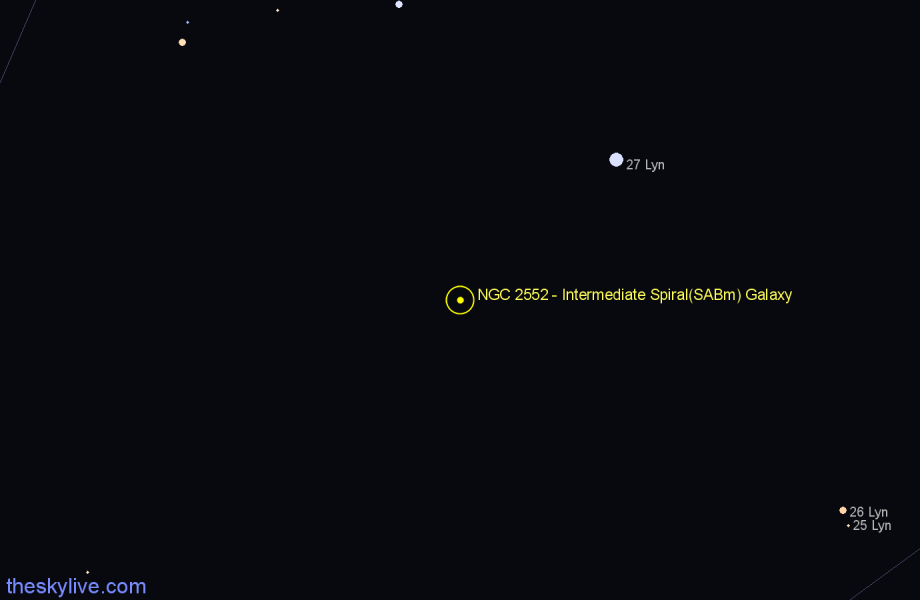 Finder chart NGC 2552 - Intermediate Spiral(SABm) Galaxy in Lynx star