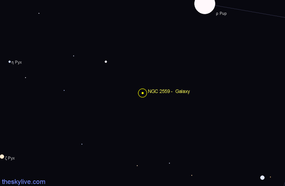 Finder chart NGC 2559 - Galaxy in Puppis star