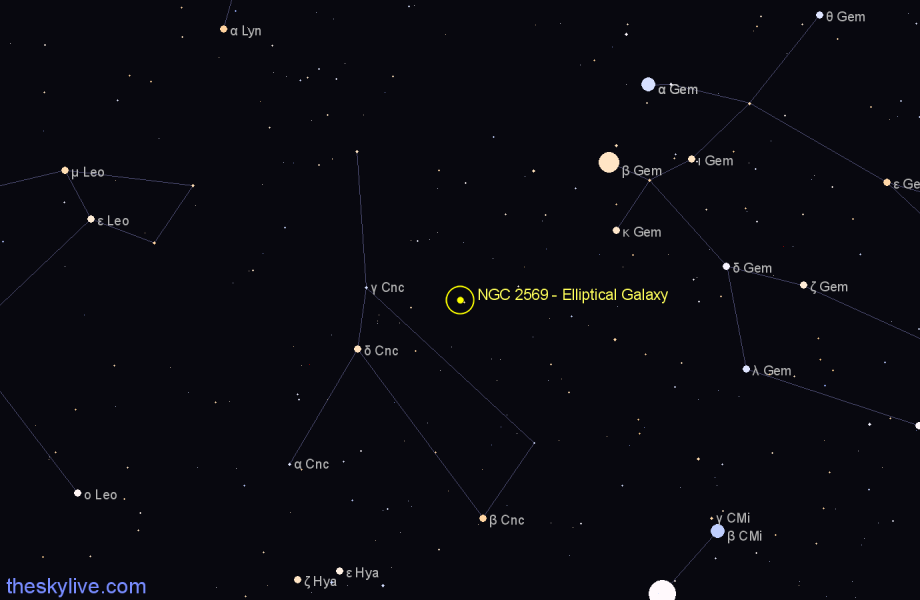 Finder chart NGC 2569 - Elliptical Galaxy in Cancer star