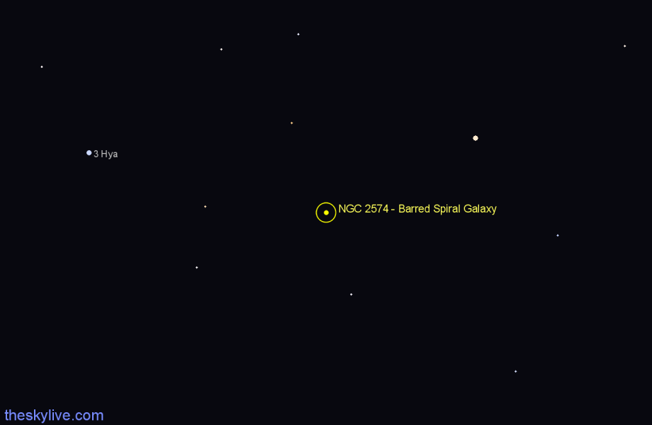 Finder chart NGC 2574 - Barred Spiral Galaxy in Hydra star