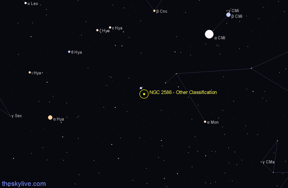 Finder chart NGC 2586 - Other Classification in Hydra star