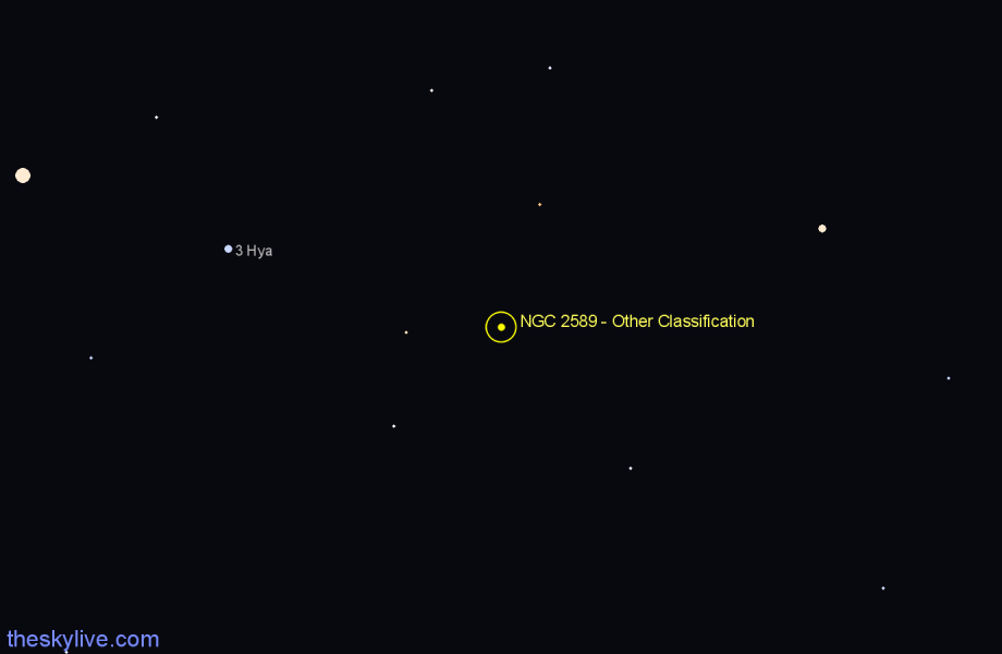 Finder chart NGC 2589 - Other Classification in Hydra star