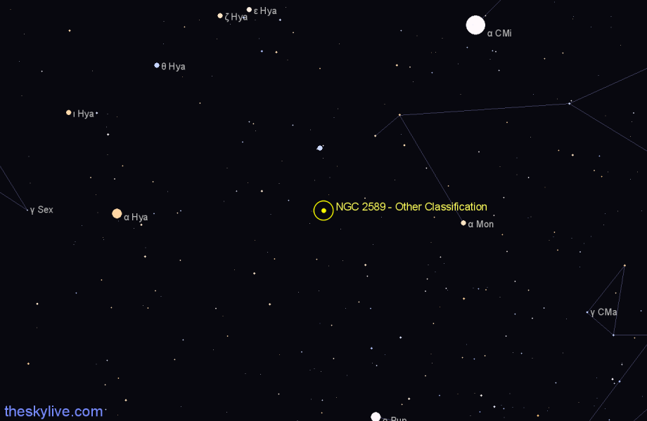 Finder chart NGC 2589 - Other Classification in Hydra star