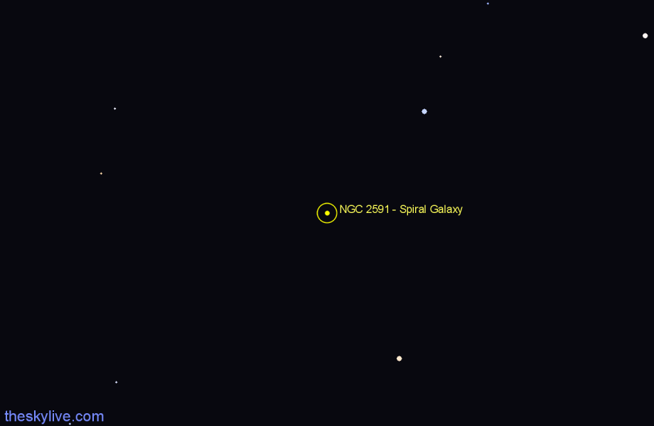 Finder chart NGC 2591 - Spiral Galaxy in Camelopardalis star