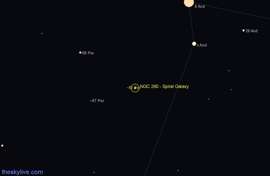 Finder chart NGC 260 - Spiral Galaxy in Andromeda star