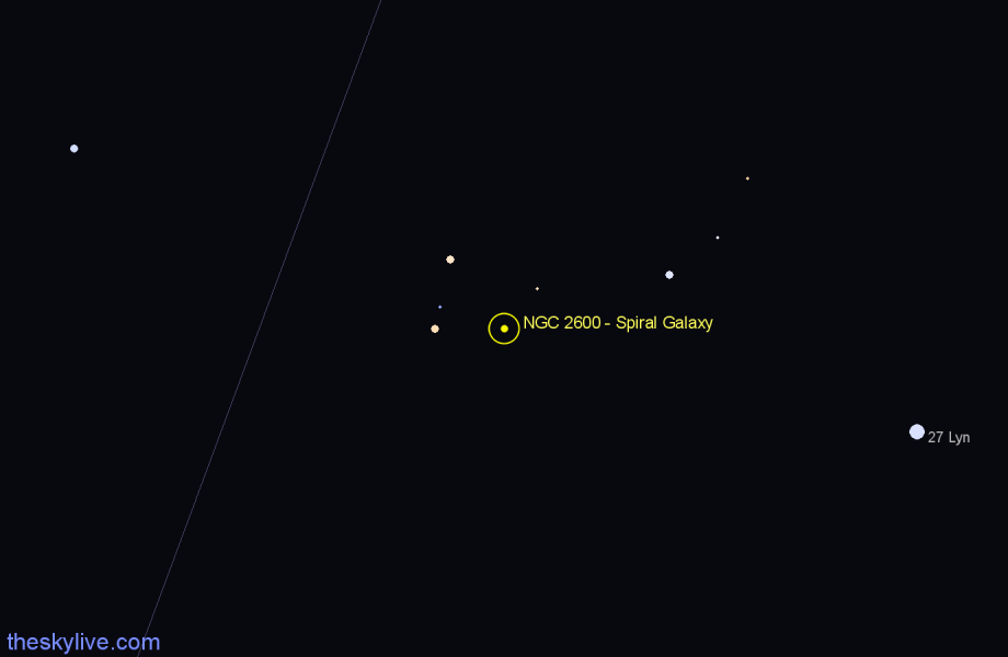 Finder chart NGC 2600 - Spiral Galaxy in Ursa Major star