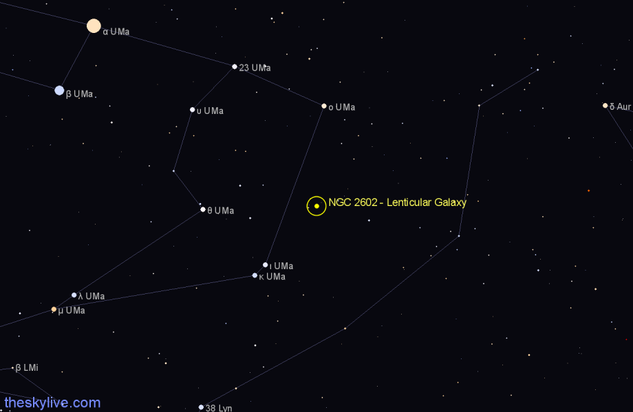 Finder chart NGC 2602 - Lenticular Galaxy in Ursa Major star