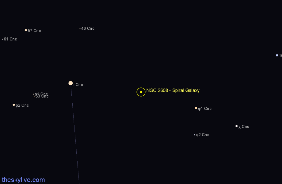 Finder chart NGC 2608 - Spiral Galaxy in Cancer star