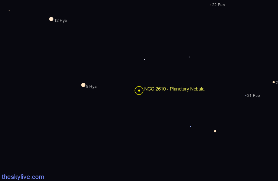 Finder chart NGC 2610 - Planetary Nebula in Hydra star