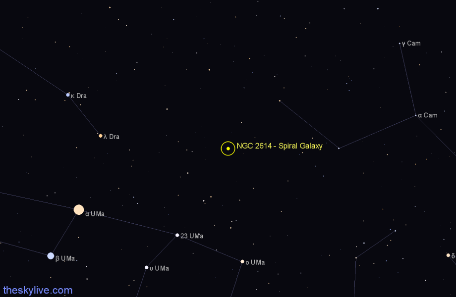 Finder chart NGC 2614 - Spiral Galaxy in Ursa Major star