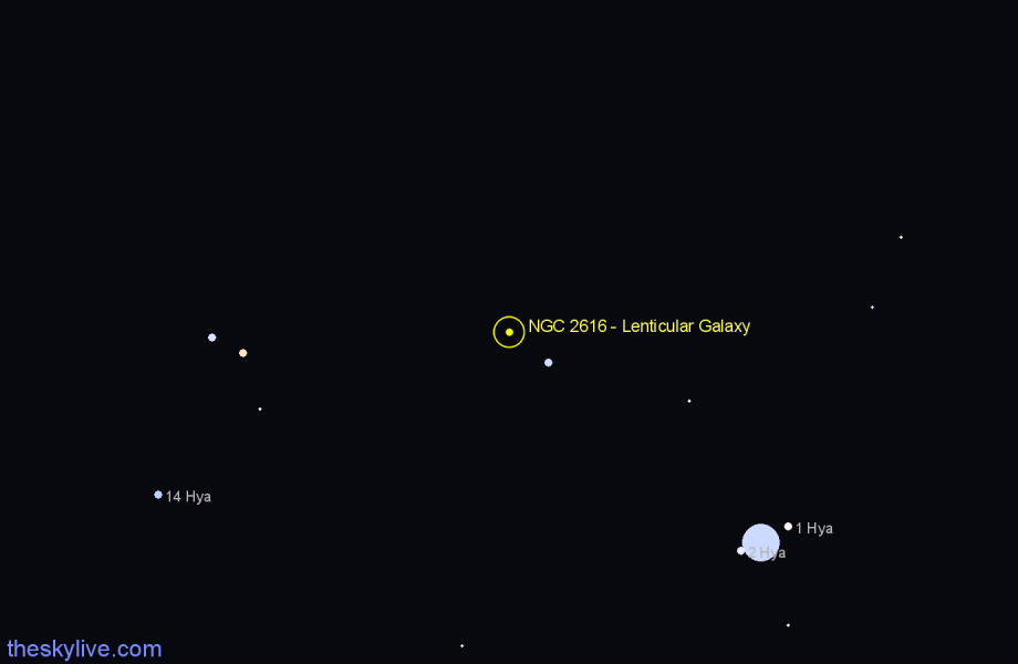 Finder chart NGC 2616 - Lenticular Galaxy in Hydra star