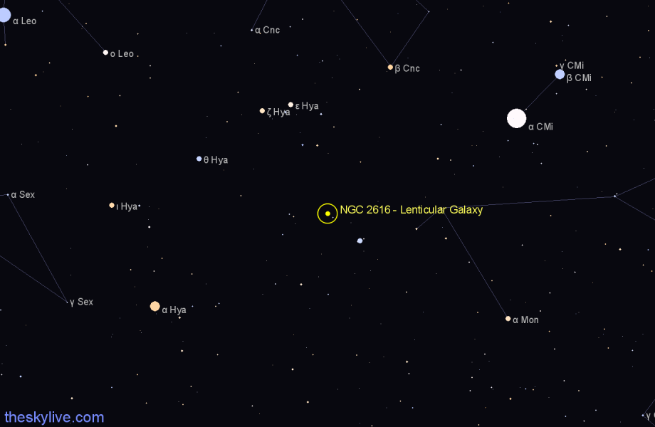 Finder chart NGC 2616 - Lenticular Galaxy in Hydra star