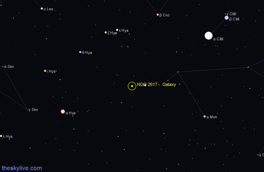 Finder chart NGC 2617 - Galaxy in Hydra star