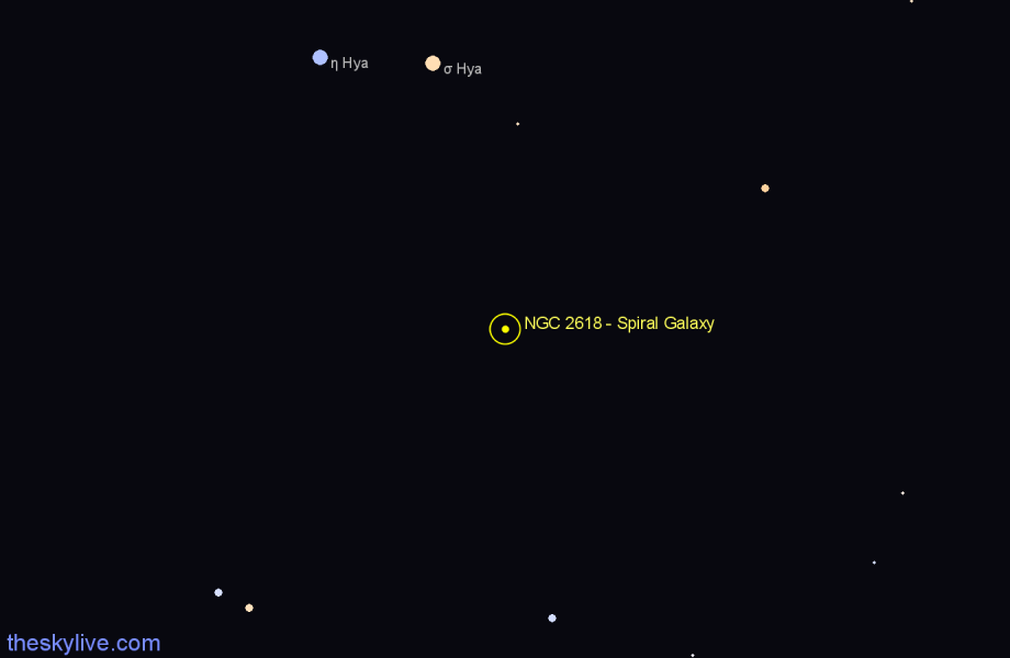 Finder chart NGC 2618 - Spiral Galaxy in Hydra star