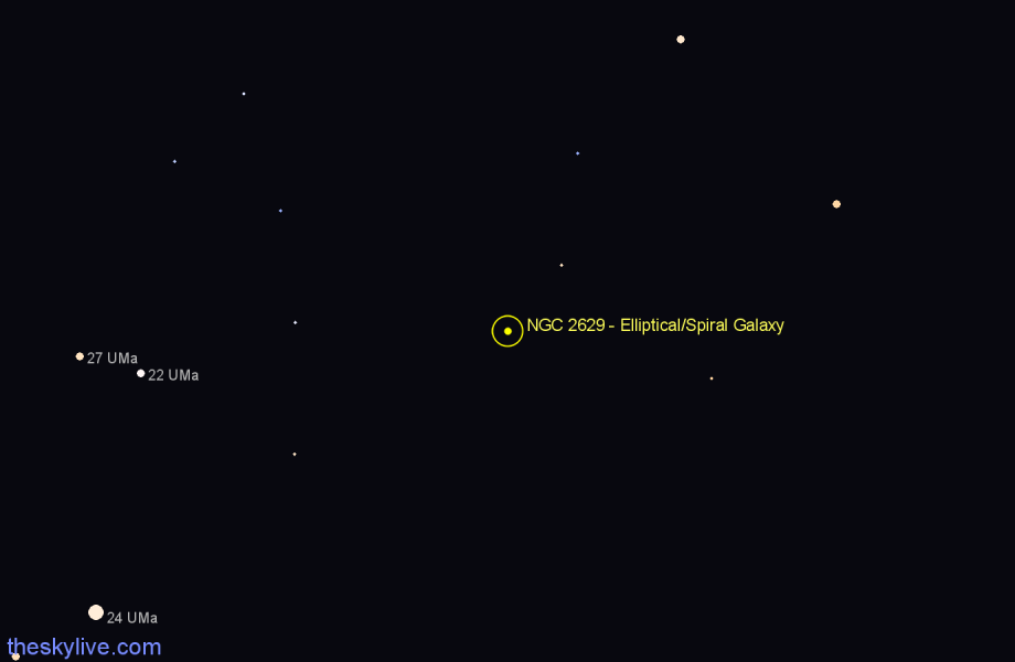 Finder chart NGC 2629 - Elliptical/Spiral Galaxy in Ursa Major star