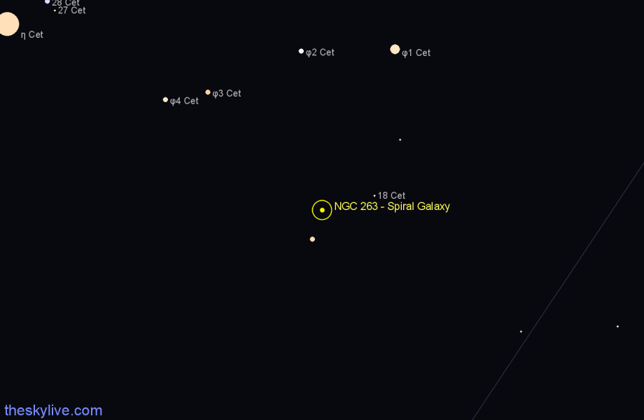 Finder chart NGC 263 - Spiral Galaxy in Cetus star