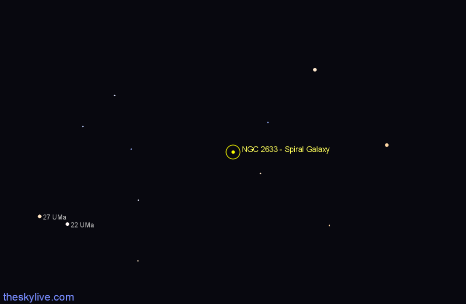 Finder chart NGC 2633 - Spiral Galaxy in Camelopardalis star