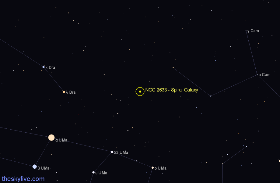 Finder chart NGC 2633 - Spiral Galaxy in Camelopardalis star