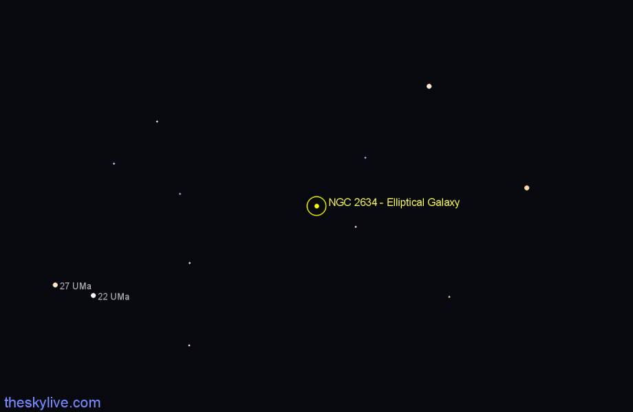 Finder chart NGC 2634 - Elliptical Galaxy in Camelopardalis star