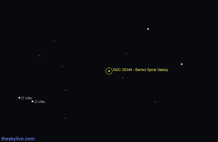 Finder chart NGC 2634A - Barred Spiral Galaxy in Camelopardalis star