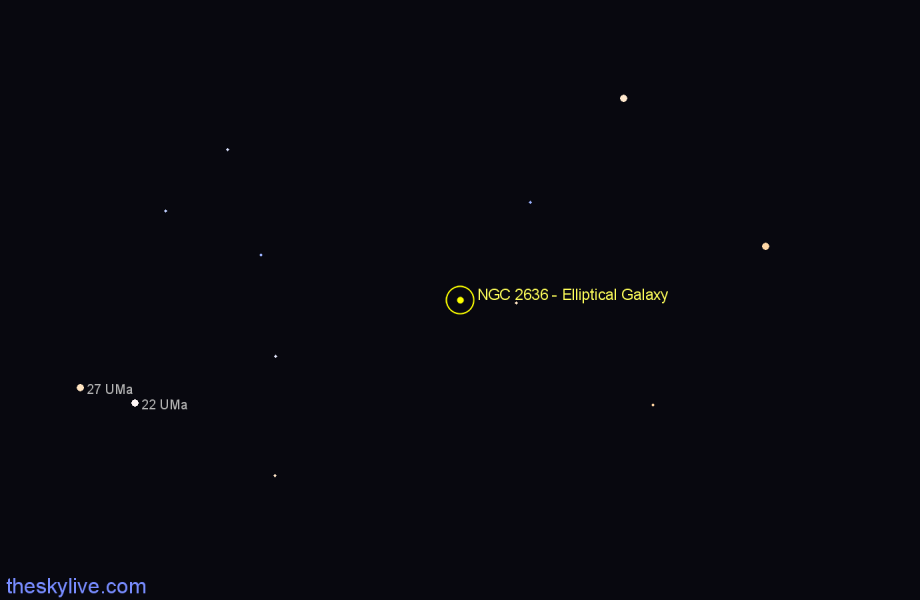 Finder chart NGC 2636 - Elliptical Galaxy in Camelopardalis star