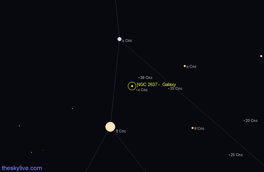 Finder chart NGC 2637 -  Galaxy in Cancer star