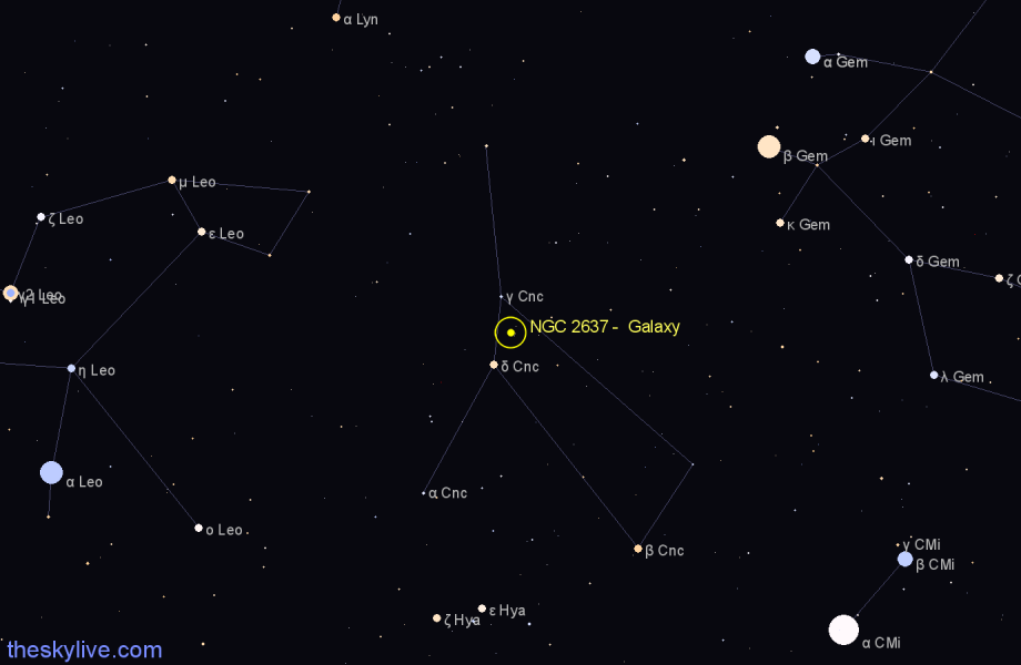 Finder chart NGC 2637 -  Galaxy in Cancer star