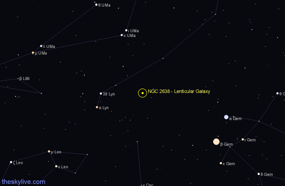 Finder chart NGC 2638 - Lenticular Galaxy in Lynx star