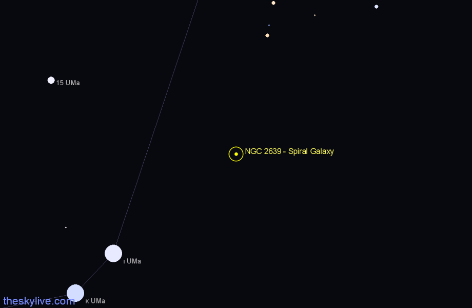 Finder chart NGC 2639 - Spiral Galaxy in Ursa Major star