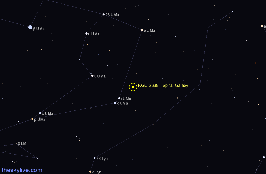 Finder chart NGC 2639 - Spiral Galaxy in Ursa Major star