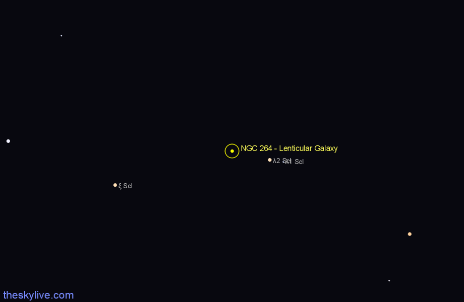 Finder chart NGC 264 - Lenticular Galaxy in Sculptor star