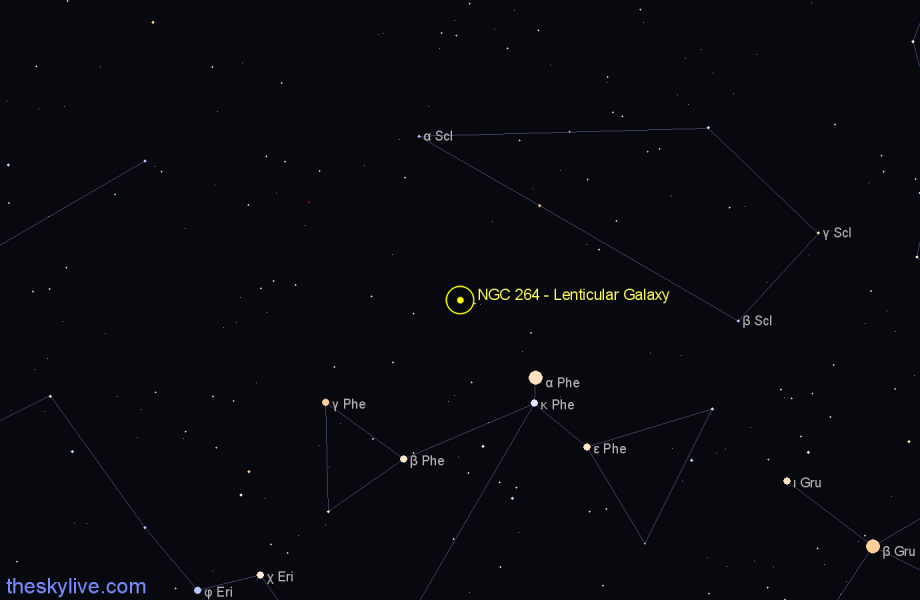 Finder chart NGC 264 - Lenticular Galaxy in Sculptor star