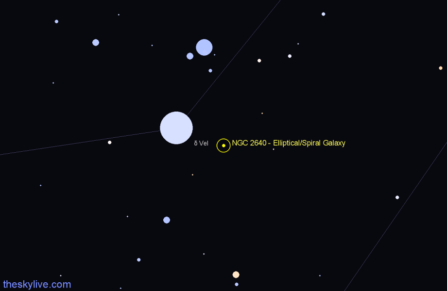 Finder chart NGC 2640 - Elliptical/Spiral Galaxy in Carina star