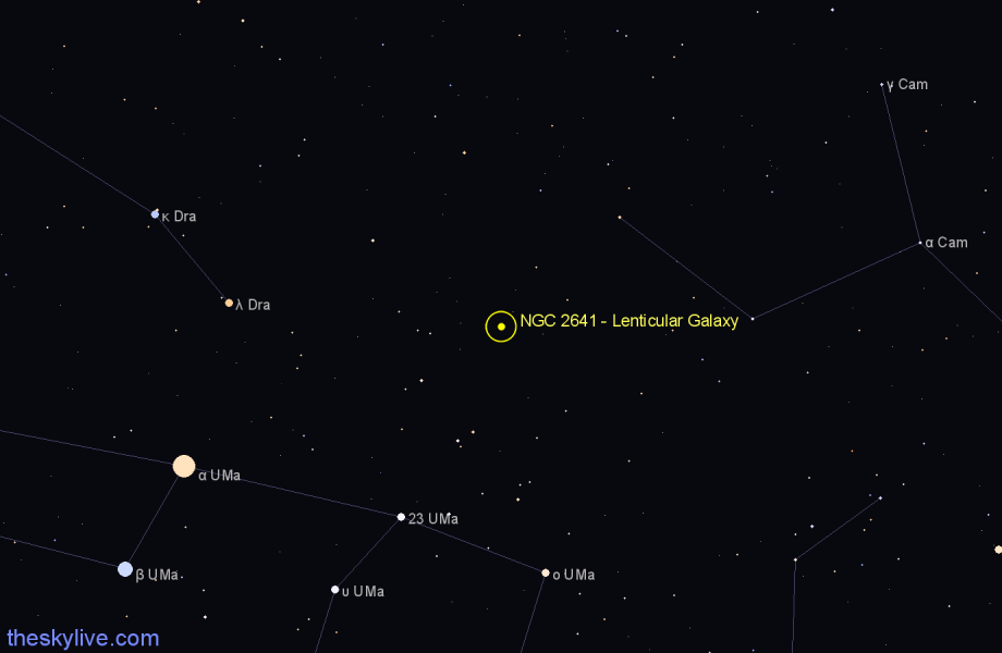 Finder chart NGC 2641 - Lenticular Galaxy in Ursa Major star